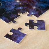 Kleurrijke sterrenstelsels, sterren en planeten in legpuzzel (Zijkant)