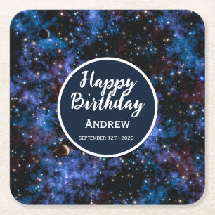 Kleurrijke sterrenstelsels, sterren en planeten kartonnen onderzetters