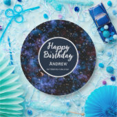 Kleurrijke sterrenstelsels, sterren en planeten papieren bordje (Feest)