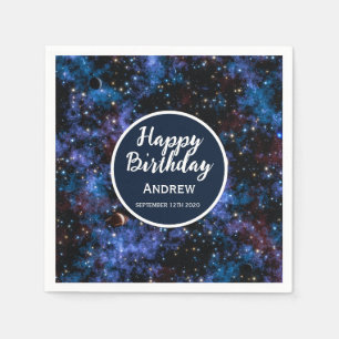 Kleurrijke sterrenstelsels, sterren en planeten servet