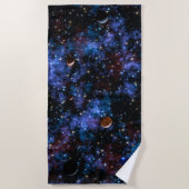 Kleurrijke sterrenstelsels, sterren en planeten strandlaken (Voorkant)