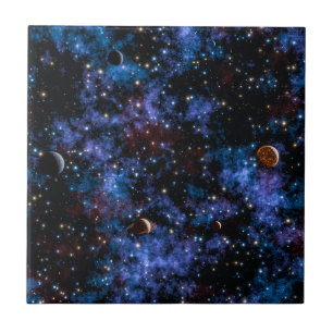 Kleurrijke sterrenstelsels, sterren en planeten tegeltje