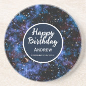 Kleurrijke sterrenstelsels, sterren en planeten zandsteen onderzetter (Voorkant)