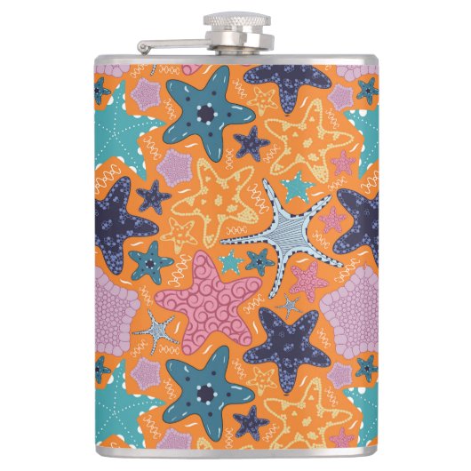 Kleurrijke Stervissen Heupfles (Voorkant)