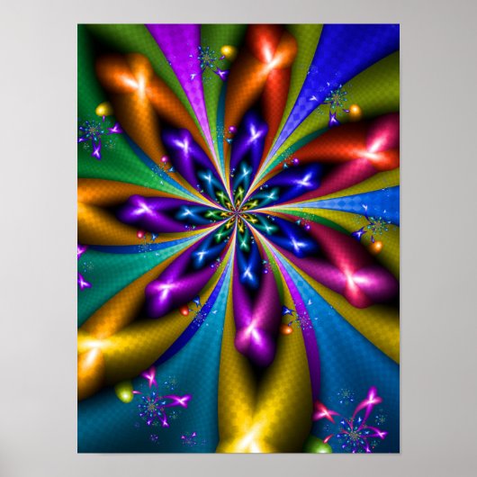 Kleurrijke stervormige fractal poster (Voorkant)