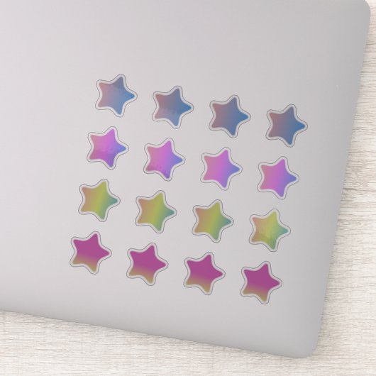 Kleurrijke sticker set met verloopsterren (Detail)