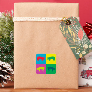 Kleurrijke Sticker van het Varkensplein