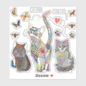 Kleurrijke Stickers van azijn, bijen en vlinder (Vel)