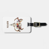 Kleurrijke stier bloemsuiker schedel bagagelabel (Voorkant horizontaal)