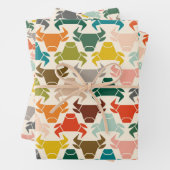 Kleurrijke stier hoofd silhouet inpakpapier (In situ)