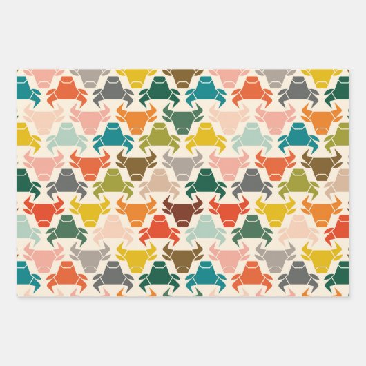 Kleurrijke stier hoofd silhouet inpakpapier (Voorkant)