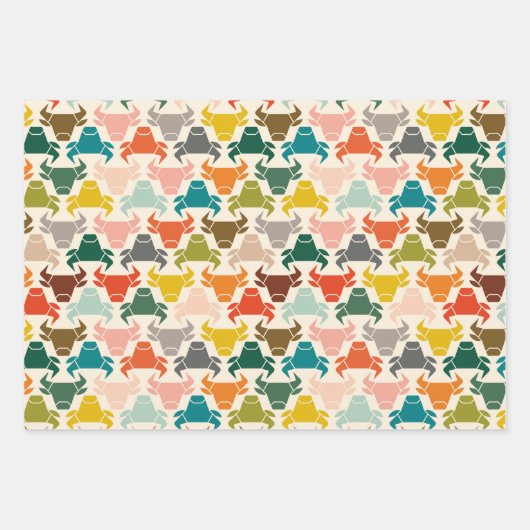 Kleurrijke stier hoofd silhouet inpakpapier vel (Voorkant 2)