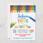 Kleurrijke Stiften Kunst Feest Verjaardag Kaart (Voorkant)