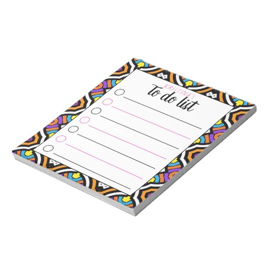 Kleurrijke stijlvolle Boho-afbeelding om persoonli Notitieblok (Linkerzijde)