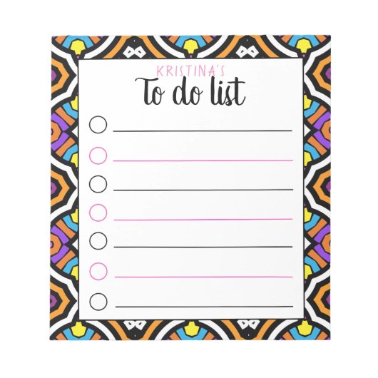 Kleurrijke stijlvolle Boho-afbeelding om persoonli Notitieblok (Voorkant)