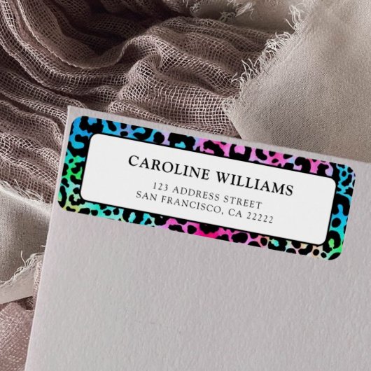 Kleurrijke stijlvolle Leopard textuur retouradres Etiket