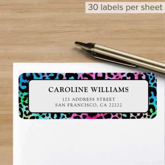 Kleurrijke stijlvolle Leopard textuur retouradres Etiket