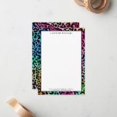 Kleurrijke Stijlvolle Luipaard Textuur Neon Vibran Notitiekaartje (Voorkant / Achterkant in situ)