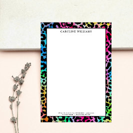 Kleurrijke Stijlvolle Luipaard Textuur Neon Vibran Notitiekaartje