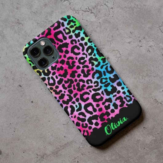 Kleurrijke Stijlvolle Luipaard Textuur Neon Vrouwe Case-Mate iPhone Case