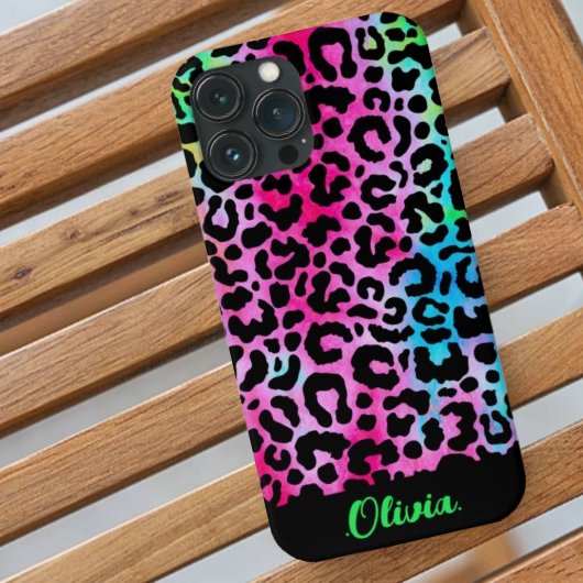 Kleurrijke Stijlvolle Luipaard Textuur Neon Vrouwe Case-Mate iPhone Case