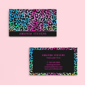 Kleurrijke Stijlvolle Luipaard Textuur Neon Vrouwe Visitekaartje