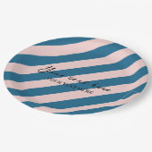 Kleurrijke stijlvolle minimalistische blauwe strep papieren bordje (Gekanteld)