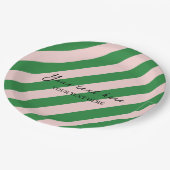 Kleurrijke stijlvolle minimalistische groene strep papieren bordje (Gekanteld)