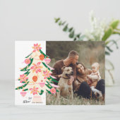 Kleurrijke stijlvolle moderne kerstboom 1 foto feestdagenkaart (Staand voorkant)