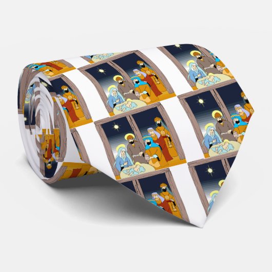 Kleurrijke, stijlvolle nativiteitsscène met kerstm stropdas (Opgerold)