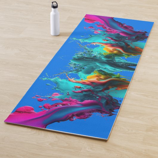 Kleurrijke stijlvolle verfspatten yogamat (In situ)
