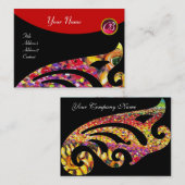 KLEURRIJKE STIJLVOLLE VLEUGEL MONOGRAM ,RED RUBY VISITEKAARTJE (Voorkant / Achterkant)