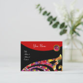KLEURRIJKE STIJLVOLLE VLEUGEL MONOGRAM ,RED RUBY VISITEKAARTJE (Staand voorkant)