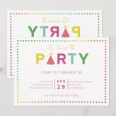 Kleurrijke Stip Feesthoed Feest Uitnodiging (Voorkant / Achterkant)