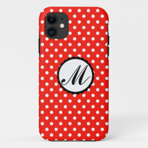 Kleurrijke Stippen Aangepast monogram rode hoofdle Case-Mate iPhone Case