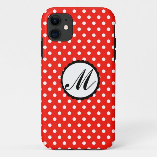 Kleurrijke Stippen Aangepast monogram rode hoofdle Case-Mate iPhone Case (Achterkant)