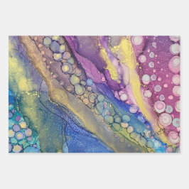 Kleurrijke Stippen Alcohol Ink Liquid Abstract Art Inpakpapier Vel
