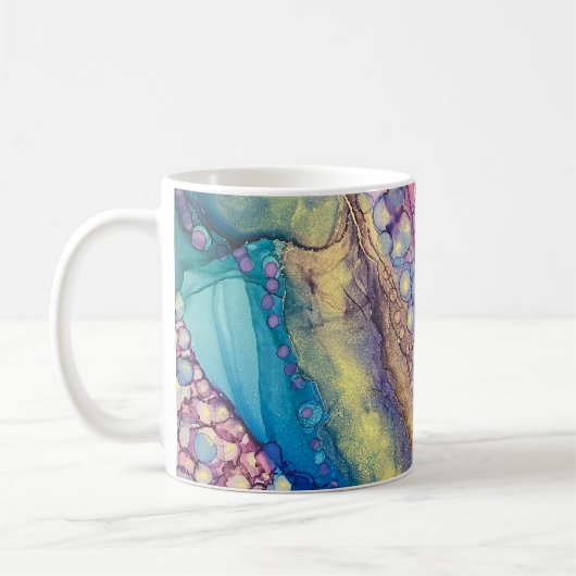 Kleurrijke Stippen Alcohol Ink Liquid Abstract Art Koffiemok (Links)