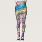 Kleurrijke Stippen Alcohol Ink Liquid Abstract Art Leggings (Voorkant)