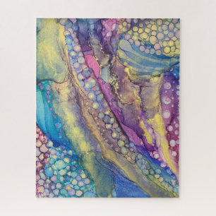 Kleurrijke Stippen Alcohol Ink Liquid Abstract Art Legpuzzel