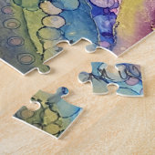 Kleurrijke Stippen Alcohol Ink Liquid Abstract Art Legpuzzel (Zijkant)