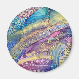 Kleurrijke Stippen Alcohol Ink Liquid Abstract Art Magneet