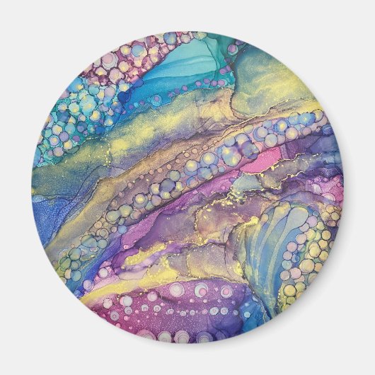 Kleurrijke Stippen Alcohol Ink Liquid Abstract Art Magneet (Voorkant)