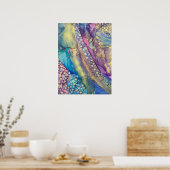 Kleurrijke Stippen Alcohol Ink Liquid Abstract Art Poster (Keuken)