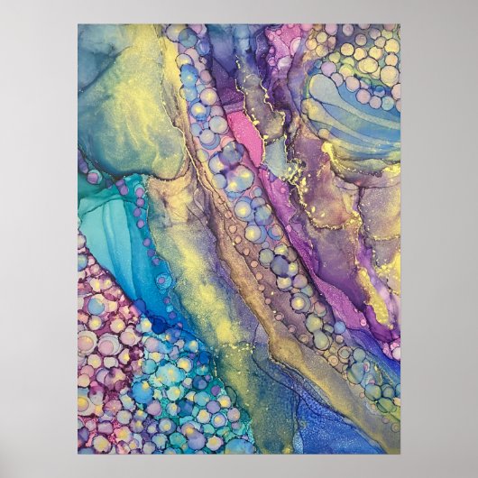 Kleurrijke Stippen Alcohol Ink Liquid Abstract Art Poster (Voorkant)