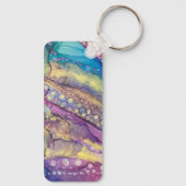 Kleurrijke Stippen Alcohol Ink Liquid Abstract Art Sleutelhanger (Achterkant)