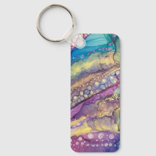 Kleurrijke Stippen Alcohol Ink Liquid Abstract Art Sleutelhanger
