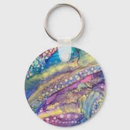 Kleurrijke Stippen Alcohol Ink Liquid Abstract Art Sleutelhanger