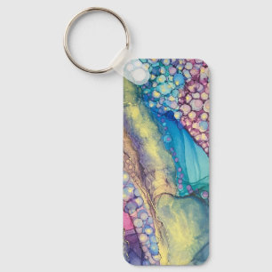 Kleurrijke Stippen Alcohol Ink Liquid Abstract Art Sleutelhanger