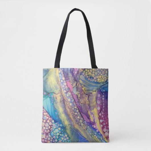 Kleurrijke Stippen Alcohol Ink Liquid Abstract Art Tote Bag (Voorkant)